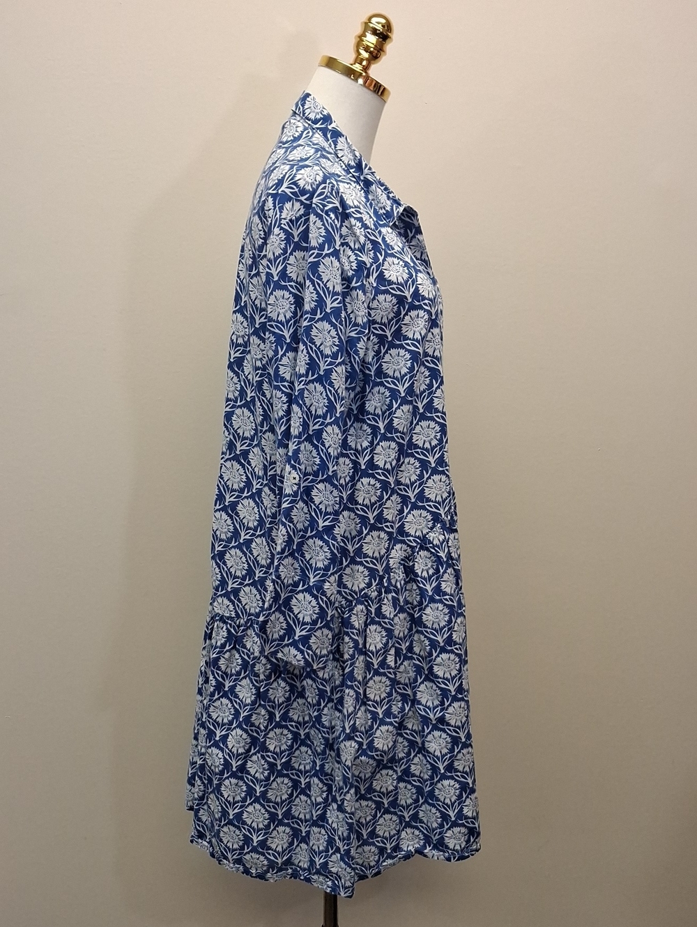 Ro's Garden Blue White Floral Cotton Button Front Tunic Top XL - Picture 5 of 8
